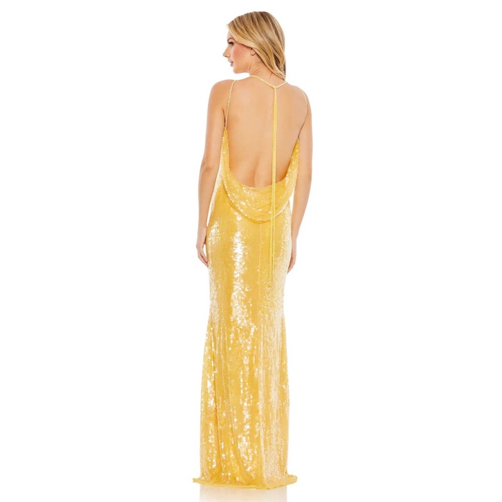 Mac Duggal NWT yellow sequin gown size 8